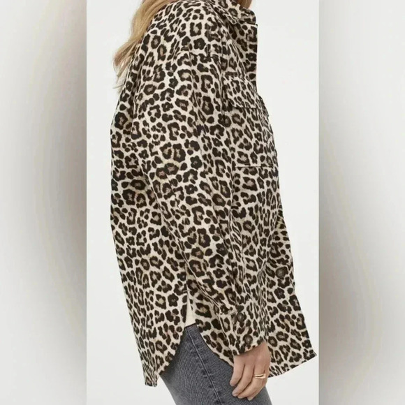 H&M Women’s Oversized Shirt Jacket Shacket Leopard Print Size Medium NWT - Picture 5 of 11